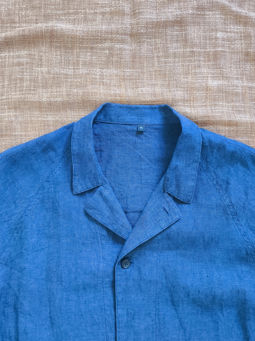 Muji 100 % Linen Chore Jacket Unstructed Men's Blue Linen Boxy Oversized Size XL - Picture 3 of 15